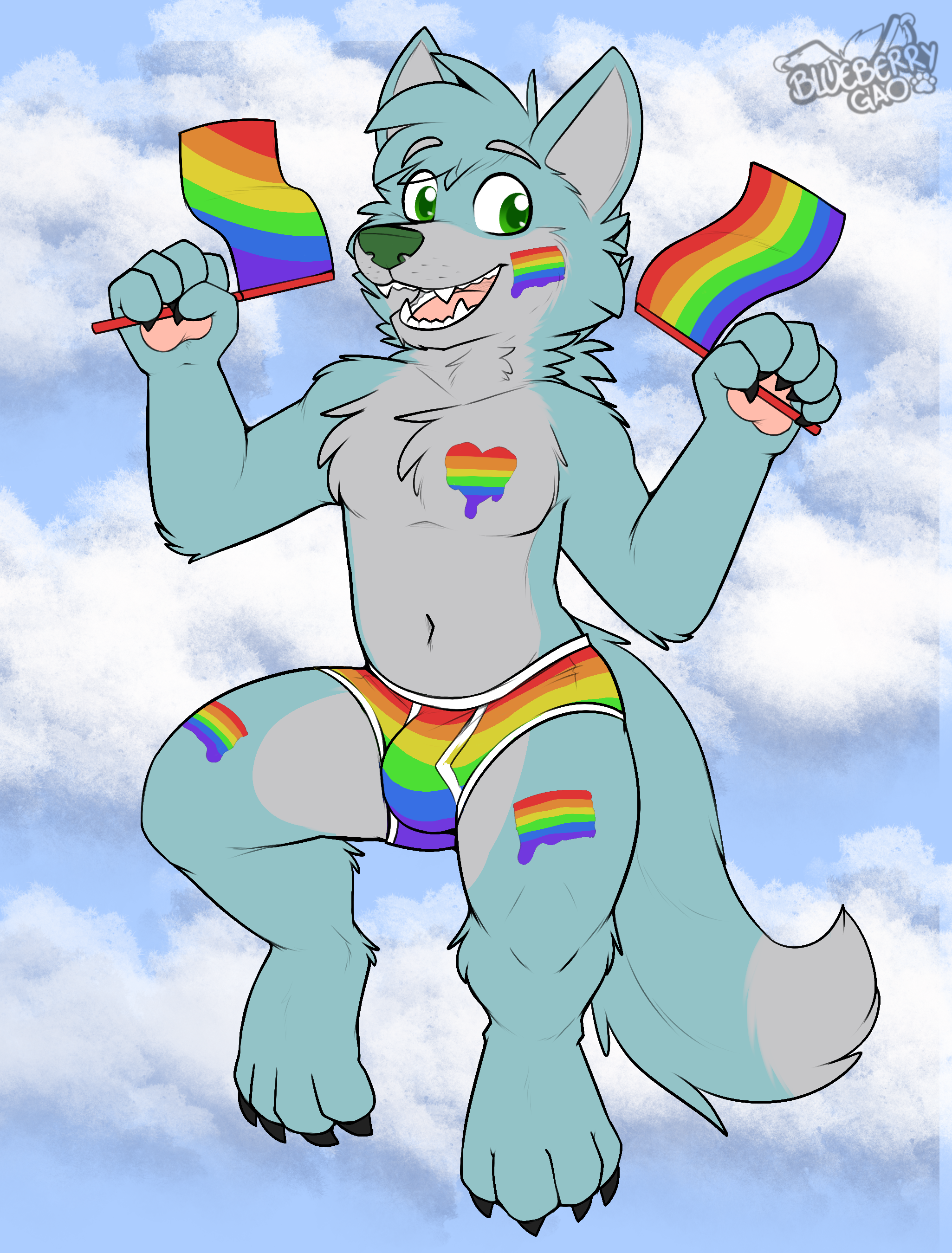 1_male 2025 absurd_res anthro blue_body blue_ears blue_fur blue_hair blue_tail bottomwear bottomwear_only bulge canid canis clothed clothing dipstick_tail donovan_dmc flag fur gaokun green_eyes green_nose grey_body grey_fur grey_inner_ear grey_tail hair hi_res male mammal markings masculine monotone_ears monotone_hair multicolored_body multicolored_fur multicolored_tail open_mouth pawpads pink_pawpads pride_color_bodypaint pride_color_underwear pride_colors pride_flag solo tail tail_markings topless two_tone_body two_tone_fur two_tone_tail underwear underwear_only watermark wolf