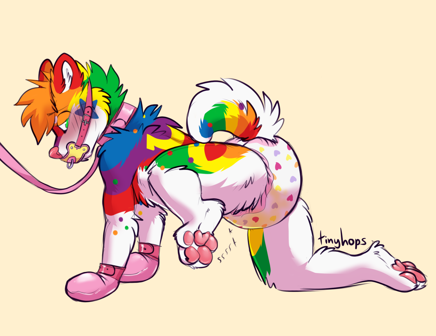1_male 2020 anthro blue_body blue_eyes blue_fur blue_tail bottomwear canid canis clothing collar curled_tail diaper domestic_dog fur genital_fluids green_body green_fur green_tail hair husky leash male mammal masculine monotone_ears monotone_hair multicolored_body multicolored_fur multicolored_tail orange_body orange_fur orange_hair orange_tail pawpads pet_play pink_nose pink_pawpads purple_body purple_fur raised_leg red_body red_ears red_fur red_tail solo tail tinyhops unclean_diaper urine used_diaper wearing_diaper wet_diaper wetting wetting_diaper white_body white_fur white_tail yellow_body yellow_fur yllow_tail