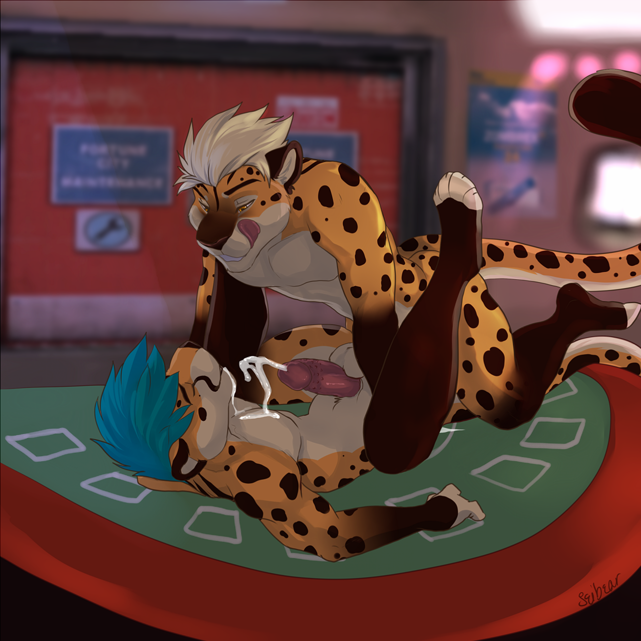 2018 2_males anal anal_penetration anthro anthro/anthro anthro_penetrated anthro_penetrating anthro_penetrating_anthro balls barbed_humanoid_penis barbed_penis blue_hair brown_body brown_ears brown_fur brown_tail cum cum_on_chest cum_while_penetrated dipstick_tail duo ejaculation erection felid fur genital_fluids hair hi_res humanoid_genitalia humanoid_penis hybrid_penis licking licking_lips licking_own_lips looking_at_another male male/male male_penetrated male_penetrating male_penetrating_male mammal markings masculine monotone_ears monotone_hair multicolored_ears multicolored_tail multiple_males penetration penile penile_penetration penile_spines penis penis_in_ass seibear sex spots spotted_body spotted_fur spotted_tail tail tail_markings two_tone_ears white_balls white_body white_fur white_hair white_tail yellow_body yellow_ears yellow_fur yellow_tail