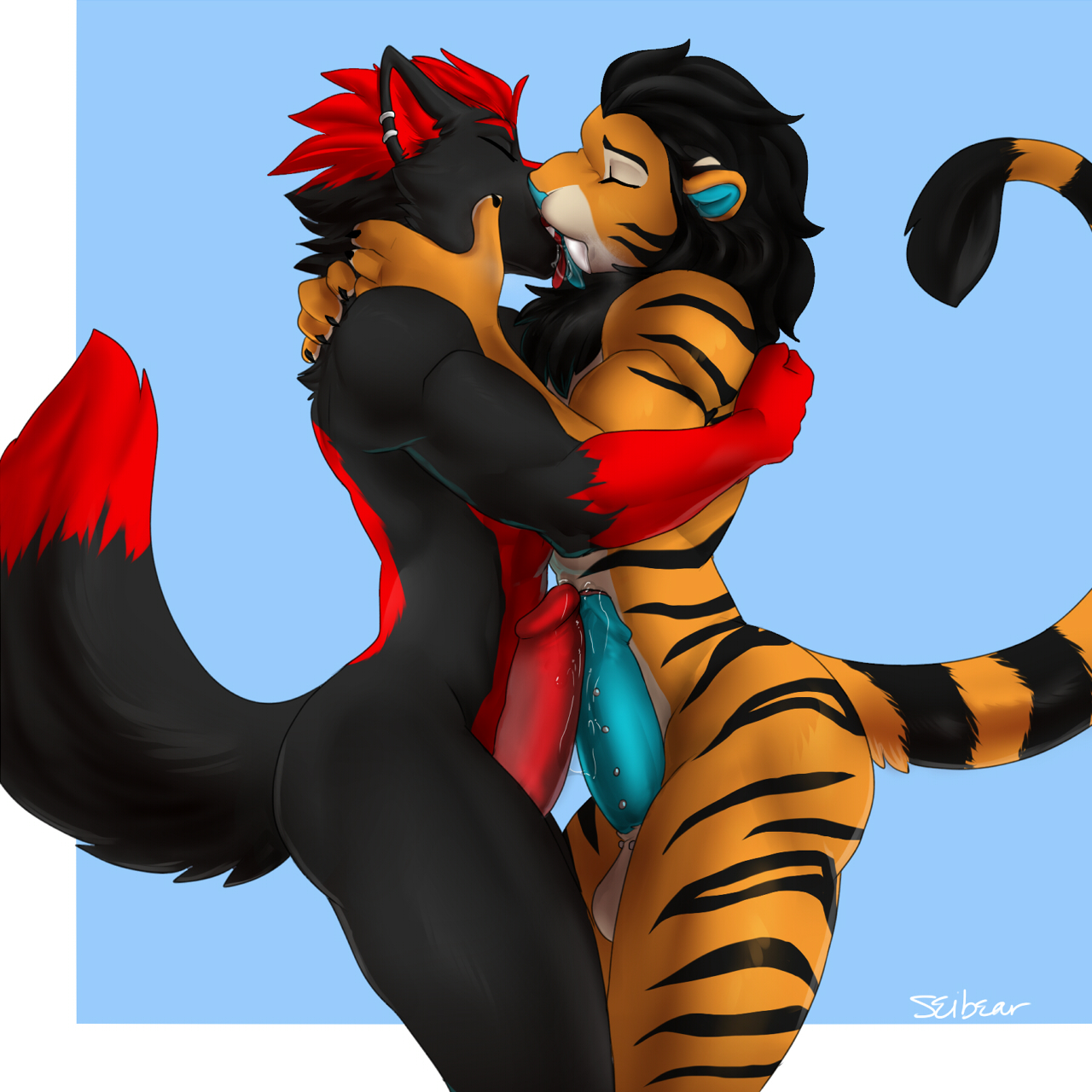 2018 2_males animal_penis anthro anthro/anthro avarice_panthera_leo balls black_body black_ears black_fur black_hair black_tail blue_penis canid canine_genitalia canine_penis dipstick_tail duo erection felid finn_the_wolf foreskin frottage fur hair hi_res humanoid_genitalia humanoid_penis kissing male male/male mammal markings masculine monotone_ears monotone_hair multicolored_tail multiple_males orange_body orange_fur orange_tail pantherine penile penis red_body red_fur red_hair red_tail seibear sex striped_body striped_fur striped_tail stripes tail tail_markings tiger two_tone_tail white_balls white_body white_fur