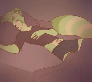 1_male 2013 anthro bottomwear boxers_(clothing) clothing dipstick_tail erection fur green_body green_ears green_fur green_hair green_tail hair humanoid_genitalia humanoid_penis lockworkorange male mammal markings masculine monotone_ears monotone_hair multicolored_body multicolored_fur multicolored_tail penis red_panda shirt sleeping solo t-shirt tail tail_markings topwear two_tone_body two_tone_fur two_tone_tail underwear white_body white_fur white_tail