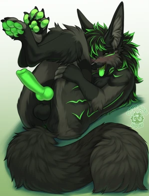 1_male 2024 animal_penis anthro balls black_balls black_body black_ears black_fur black_tail butteredshep canid canine_genitalia canine_penis dipstick_tail erection fur green_body green_eyes green_fur green_hair green_pawpads green_penis grey_body grey_fur grey_inner_ear hair inner_ear_fluff knot knotted_penis looking_at_viewer male mammal markings masculine monotone_ears multicolored_body multicolored_fur multicolored_hair multicolored_tail pawpads penis solo tail tail_markings tongue tongue_out tuft two_tone_hair two_tone_tail