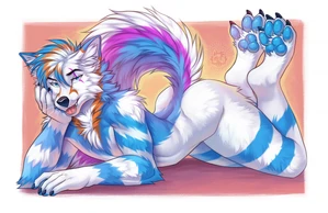 1_male 2023 anthro blue_body blue_ears blue_eyes blue_fur blue_hair blue_pawpads blue_tail butteredshep canid dipstick_tail fox fur hair looking_at_viewer male mammal markings masculine multicolored_body multicolored_fur multicolored_hair orange_body orange_ears orange_fur orange_hair pawpads purple_tail solo tail tail_markings white_body white_ears white_fur white_hair white_tail
