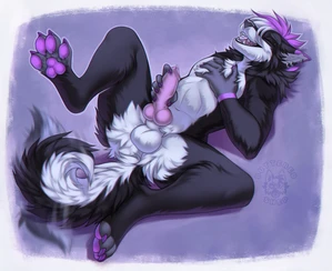 1_male 2023 animal_genitalia animal_penis anthro balls black_body black_ears black_fur black_tail butteredshep canid canine_genitalia canine_penis canis curled_tail domestic_dog erection fur genitals hair husky knot knotted_penis male mammal masculine masturbation multicolored_body multicolored_fur multicolored_hair multicolored_tail open_mouth pawpads penis purple_ears purple_hair purple_pawpads purple_penis sheath solo tail tailwag two_tone_body two_tone_fur two_tone_hair two_tone_tail white_balls white_body white_fur white_hair white_inner_ear white_sheath white_tail