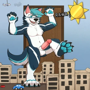 1_male 2025 absurd_res animal_genitalia anthro balls black_body black_ears black_fur black_nose black_tail blue_body blue_ears blue_eyes blue_fur blue_hair blue_pawpads blue_tail canid canis dipstick_ears erection freki_(kuro_boi) fur gaokun genitals glans hair hi_res male mammal masculine monotone_hair multicolored_body multicolored_ears multicolored_fur multicolored_tail open_mouth pawpads penis sheath sheathed_humanoid_penis solo tail werewolf white_balls white_body white_ears white_fur white_sheath white_tail wolf