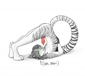 1_male 2019 animal_penis anklav annoyed anthro ass barbed_penis black_ears black_tail dialogue dipstick_tail dlw dripping erection felid feline_genitalia feline_penis fur genital_fluids green_eyes hair male mammal markings masculine multicolored_body multicolored_ears multicolored_fur multicolored_tail pantherine paws penile_spines penis precum precum_drip solo spot_color striped_body striped_fur striped_tail stripes tail tail_markings tiger two_tone_ears white_ears