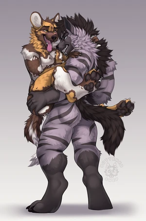 2023 2_males african_wild_dog anal anal_penetration anthro anthro/anthro black_body black_ears black_fur black_hair black_pawpads black_tail brown_ears brown_tail butteredshep canid duo fur gloves_(marking) grey_body grey_fur hair hyena male male/male mammal markings masculine multiple_males pawpads penetration penile penile_penetration penis_in_ass socks_(marking) tail tongue tongue_out white_body white_fur yellow_body yellow_fur