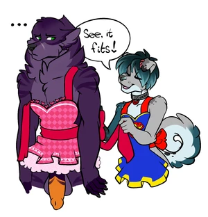 2015 2_males annoyed anthro australian_shepherd balls black_ears black_nose blue_body blue_fur blue_hair blue_nose blue_tail bottomwear canid canis clothing curled_tail dialogue dipstick_ears domestic_dog duo engish_text femboy flaccid floppy_ears fur green_eyes grey_body grey_ears grey_fur grey_tail hair maid_uniform male mammal masculine monotone_ears monotone_hair multicolored_body multicolored_ears multicolored_fur multicolored_tail multiple_males open_mouth orange_penis penis purple_balls purple_body purple_ears purple_fur rileymutt sekotta skirt tail thesearchforlostwings two_tone_ears uniform white_body white_fur white_tail