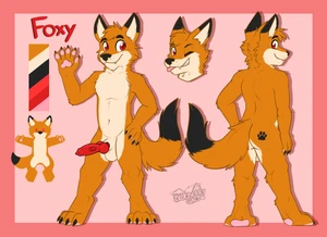 1_male 2022 absurd_res animal_penis anthro ass biped black_ears blep canid canine_genitalia canine_penis chibi cute_fangs dipstick_ears dipstick_tail erection eyebrow eyebrow_through_hair fangs femboyfans fox foxy_(donovan_dmc) fur gaokun gesture grin hair hi_res knot knotted_penis looking_at_viewer looking_back looking_back_at_viewer male mammal markings mascot masculine model_sheet monotone_hair multicolored_body multicolored_ears multicolored_fur multicolored_tail multiple_poses nude nude_anthro nude_male orange_ears orange_hair pawpads paws penis pink_pawpads red_eyes red_penis solo tail tail_markings teeth tongue tongue_out translucent translucent_hair waving