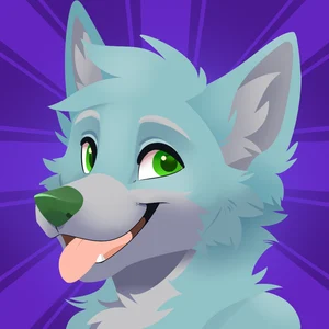 2019 anthro blep blue_ears blue_hair canid canis donovan_dmc feve fur green_eyes green_nose grey_inner_ear hair inner_ear_fluff male mammal monotone_ears monotone_hair multicolored_body multicolored_fur solo tongue tongue_out tuft wolf