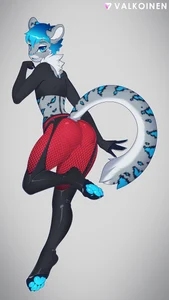 1_male 2019 absurd_res anthro archon_eclipse black_body black_ears black_fur black_tail blue_body blue_ears blue_eyes blue_fur blue_hair blue_nose blue_pawpads blue_tail clothing crop_top felid femboy feminine fishnet_clothing fishnet_leggings fishnet_legwear fur grey_body grey_ears grey_fur grey_tail hair hi_res inner_ear_fluff leggings legwear looking_at_viewer looking_back looking_back_at_viewer male mammal markings monotone_hair multicolored_body multicolored_ears multicolored_fur multicolored_tail pantherine pawpads paws rear_view red_clothing shirt snow_leopard solo spots spotted_body spotted_ears spotted_fur spotted_tail tail thigh_highs topwear tuft valkoinen watermark white_body white_fur white_inner_ear white_tail