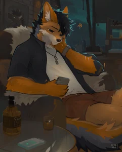 1_male 2024 alikars anthro black_body black_dress_shirt black_fur black_hair black_tail bulge canid clothed clothing detailed_bulge electronics erection erection_under_clothing fox fur genital_outline grey_body grey_fur grey_tail hair hi_res holding_object holding_phone male mammal masculine multicolored_body multicolored_fur multicolored_tail open_clothing open_shirt open_topwear orange_body orange_ears orange_eyes orange_fur orange_tail penis_outline phone shirt shorts solo t-shirt tail topwear white_body white_clothing white_fur white_shirt white_t-shirt white_topwear