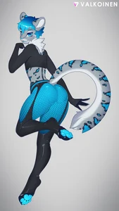 1_male 2019 absurd_res anthro archon_eclipse black_body black_ears black_fur black_tail blue_body blue_clothing blue_ears blue_eyes blue_fur blue_hair blue_nose blue_pawpads blue_tail clothing crop_top felid femboy feminine fishnet_clothing fishnet_leggings fishnet_legwear fur grey_body grey_ears grey_fur grey_tail hair hi_res inner_ear_fluff leggings legwear looking_at_viewer looking_back looking_back_at_viewer male mammal markings monotone_hair multicolored_body multicolored_ears multicolored_fur multicolored_tail pantherine pawpads paws rear_view shirt snow_leopard solo spots spotted_body spotted_ears spotted_fur spotted_tail tail thigh_highs topwear tuft valkoinen watermark white_body white_fur white_inner_ear white_tail