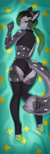 1_male 2021 absurd_res anthro ass bell bell_collar black_clothing black_crop_top black_ears black_hair black_legwear black_nose black_shirt black_thigh_highs black_topwear bulge bulge_from_behind clothing collar crop_top femboy feminine fur green_eyes green_pawpads grey_body grey_ears grey_fur grey_hair grey_tail hair hi_res inner_ear_fluff legwear looking_at_viewer looking_back looking_back_at_viewer male markings pawpads psd_export rear_view shirt solo species_request spots spotted_body spotted_fur tail thigh_highs topwear tuft valkoinen white_body white_fur white_tail