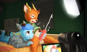 2_males absurd_res animal_crossing antelope anthro anthro/anthro balls beau_(animal_crossing) bed blue_body blue_ears blue_fur blush bottomless bovid brown_ears caprine clothed clothing cum cumshot dipstick_ears duo ejaculation fur furniture genital_fluids goat green_eyes grey_eyes handjob hi_res horn humanoid_genitalia humanoid_penis licking licking_lips licking_own_lips looking_pleasured lying male male/male mammal masculine multicolored_body multicolored_ears multicolored_fur multiple_males nintendo on_front orange_body orange_ears orange_fur penile penis pink_nose sex sherb_(animal_crossing) sweater sweater_only topwear topwear_only twang two_tone_body two_tone_ears two_tone_fur white_balls white_body white_fur